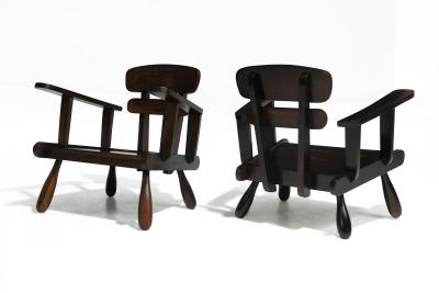 Uniquely Sculptural Pair of Brazilian Modern Rosewood Lounge Chairs