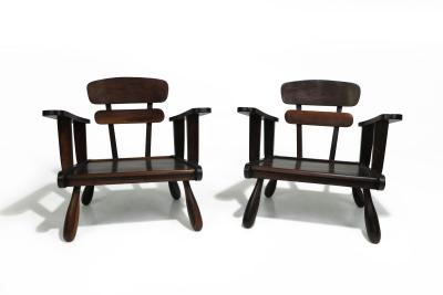 Uniquely Sculptural Pair of Brazilian Modern Rosewood Lounge Chairs