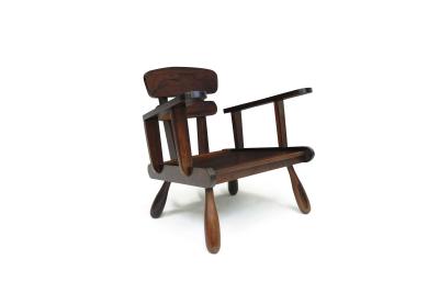 Uniquely Sculptural Pair of Brazilian Modern Rosewood Lounge Chairs