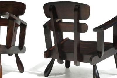 Uniquely Sculptural Pair of Brazilian Modern Rosewood Lounge Chairs