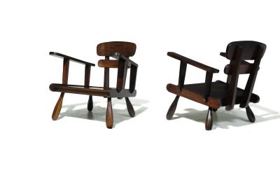 Uniquely Sculptural Pair of Brazilian Modern Rosewood Lounge Chairs