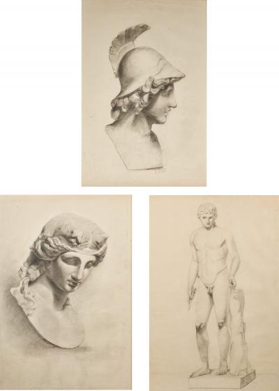 Unknown Academy Student 19th C Drawing Pencil on paper framed signed 