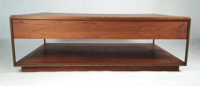 Unknown Unknown Custom 1960s Architectural Bronze and Oiled Walnut Cocktail Table