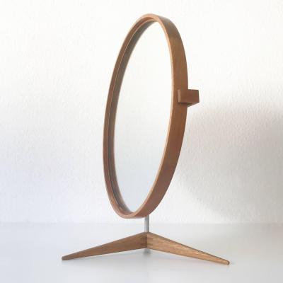 Uno Osten Kristiansson Elegant Oak Table Mirror by Uno sten Kristiansson for Luxus Sweden 1960s