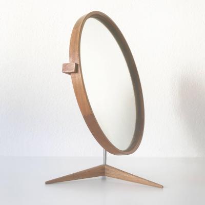 Uno Osten Kristiansson Elegant Oak Table Mirror by Uno sten Kristiansson for Luxus Sweden 1960s