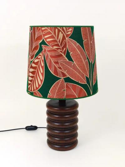 Uno Osten Kristiansson Midcentury Table or Side Lamp Turned Wood Base Sweden 1970s