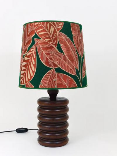 Uno Osten Kristiansson Midcentury Table or Side Lamp Turned Wood Base Sweden 1970s
