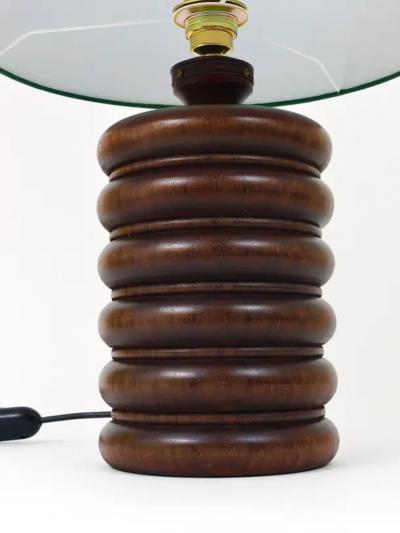 Uno Osten Kristiansson Midcentury Table or Side Lamp Turned Wood Base Sweden 1970s