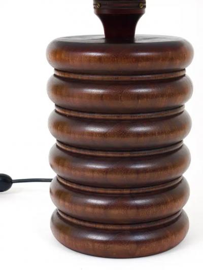 Uno Osten Kristiansson Midcentury Table or Side Lamp Turned Wood Base Sweden 1970s