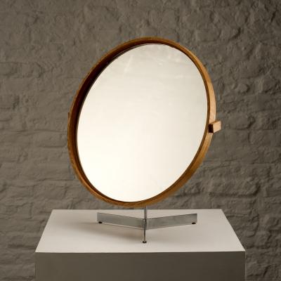 Uno Osten Kristiansson Oak and Metal Dressing Table Mirror by Uno and sten Kristiansson Sweden 1960s