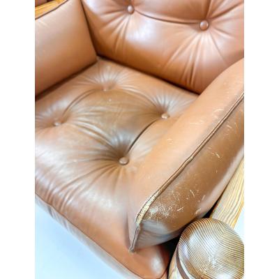 Uno Osten Kristiansson Pair of Pine Lounge Chairs by Uno and Osten Kristiansson