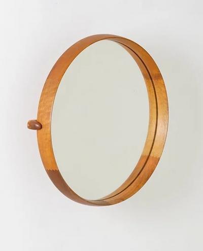 Uno Osten Kristiansson Round Swedish Midcentury Mirror in Teak by Uno O sten Kristiansson for Luxus