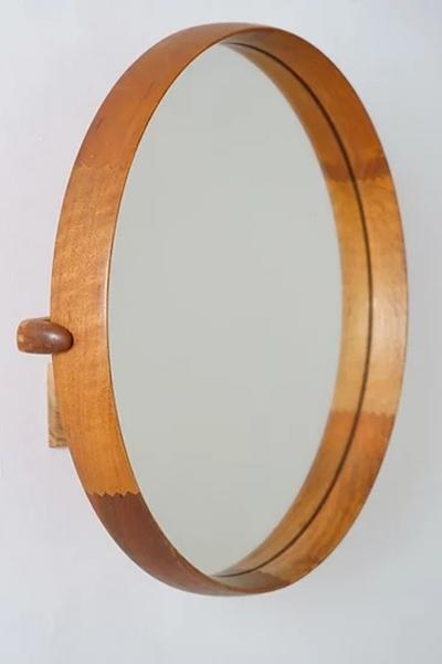 Uno Osten Kristiansson Round Swedish Midcentury Mirror in Teak by Uno O sten Kristiansson for Luxus