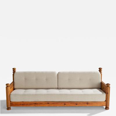 Uno Osten Kristiansson Uno Kristiansson Sofa with Pine and Fabric Sweden 1970s