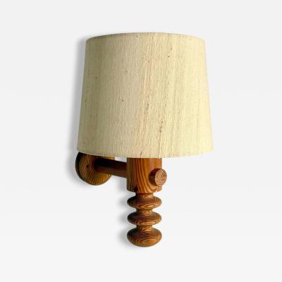 Uno Osten Kristiansson Uno Kristiansson Swedish Modern Pine Fabric Wall Sconce Sweden 1970s