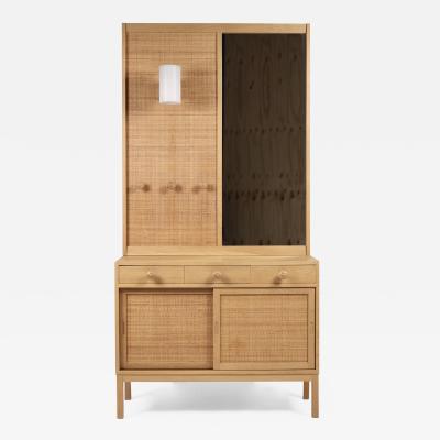 Uno Osten Kristiansson Uno sten Kristiansson Oak Cane Chest Mirror for Luxus Sweden 1960s