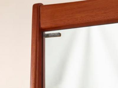 Uno Osten Kristiansson sten Kristiansson Teak Mirror with Shelf by Luxus Vittsj 1950s