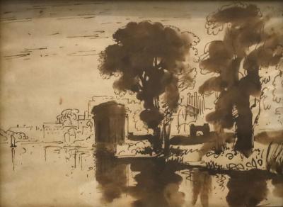 Unsigned impressionist ink drawing