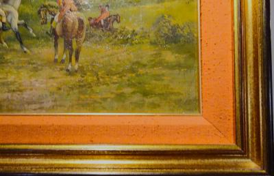 Untitled English Fox Hunting Scene Oil on Canvas Mid 19th Century