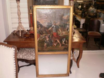 Unusual 18th Century French Louis XVI Trumeau Mirror