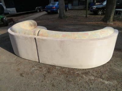 Unusual 2 Piece Curved Sectional Sofa Mid Century Modern