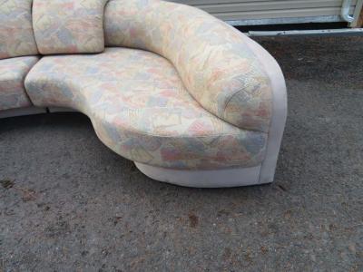 Unusual 2 Piece Curved Sectional Sofa Mid Century Modern