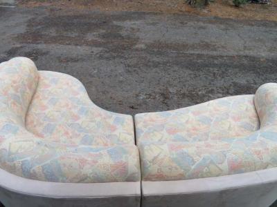 Unusual 2 Piece Curved Sectional Sofa Mid Century Modern