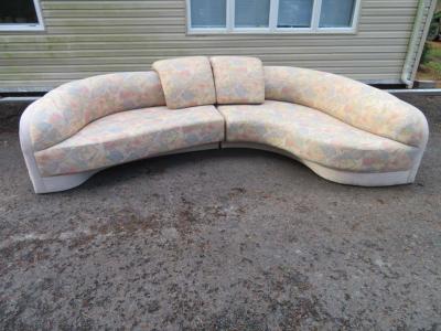 Unusual 2 Piece Curved Sectional Sofa Mid Century Modern