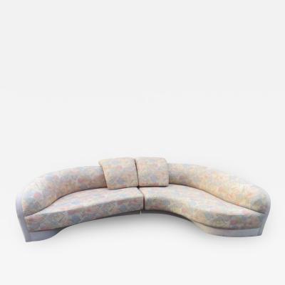 Unusual 2 Piece Curved Sectional Sofa Mid Century Modern