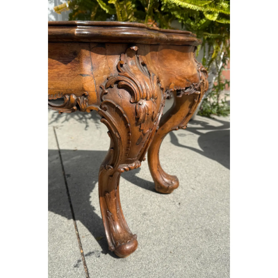 Unusual Antique Italian Fruitwood Low Console Table