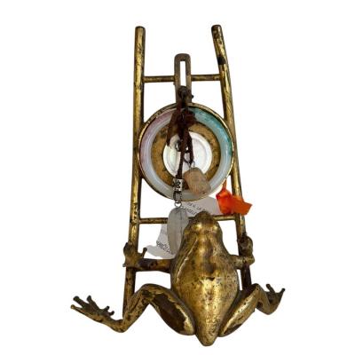 Unusual Antique Vienna Bronze Frog Easel Sculpture