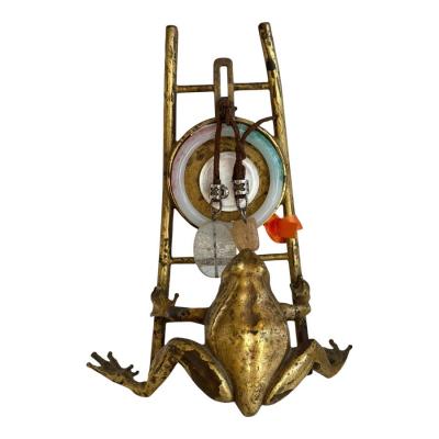 Unusual Antique Vienna Bronze Frog Easel Sculpture