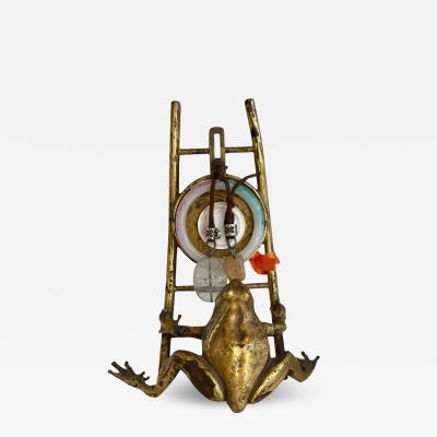 Unusual Antique Vienna Bronze Frog Easel Sculpture