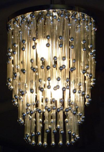 Unusual Art Deco Modern Chandelier with Silver Balls