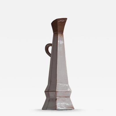 Unusual Cubist Studio Pottery Pitcher Vase 1950s