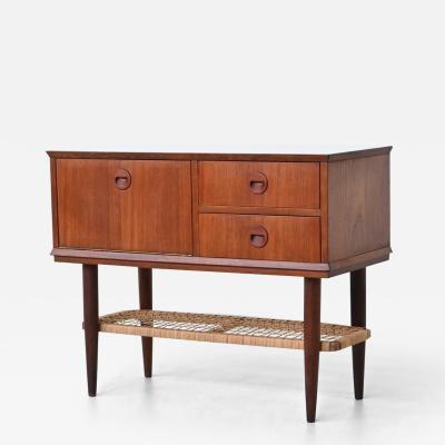 Unusual Danish chest of drawers in teak and cane Denmark 1960