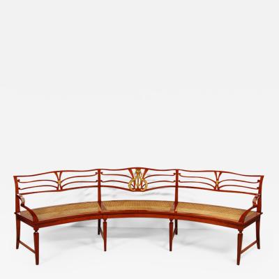 Unusual Demi Lune Neoclassical Revival Library Bench