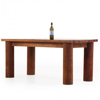Unusual French Brutalist Palm Wood Dining Table or Executive Desk C 1975 