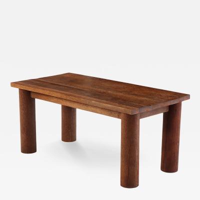 Unusual French Brutalist Palm Wood Dining Table or Executive Desk C 1975 