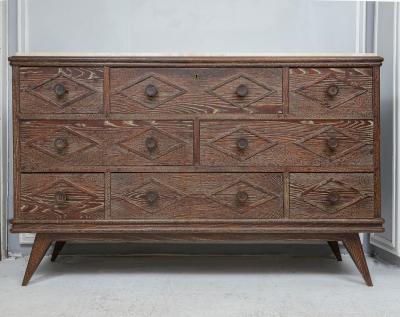 Unusual French Mid Century Cerused Oak Chest