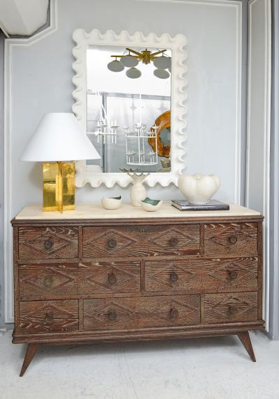Unusual French Mid Century Cerused Oak Chest