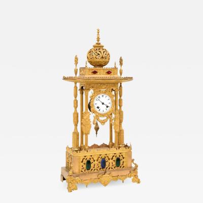 Unusual French Ormolu and Jeweled Clock Made for the Ottoman Turkish Market