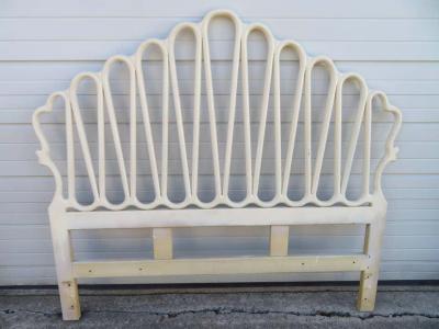 Unusual Hollywood Regency Ribbon Queen Size Head Board Midcentury