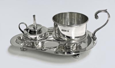 Unusual Hukin and Heath Sterling Silver Sake or Brandy Set London 1904