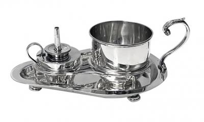 Unusual Hukin and Heath Sterling Silver Sake or Brandy Set London 1904