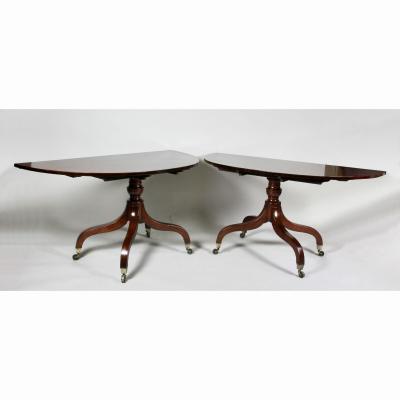 Unusual Irish Regency Two Pedestal Dining Table