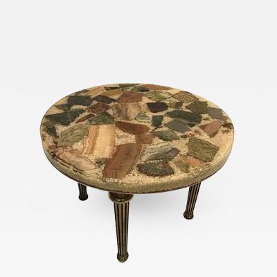 Unusual Italian Specimen Side or Accent Table with Stone Top and Brass Legs