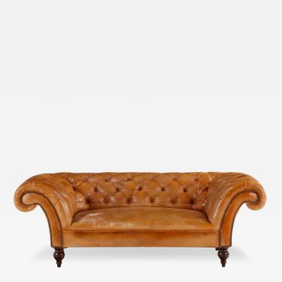 Unusual Italian leather Chesterfield style sofa with extra deep frame C 1930 