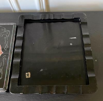 Unusual Japanese Lacquer Inkstone Box with MOP Inlays