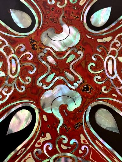 Unusual Japanese Lacquer Inkstone Box with MOP Inlays